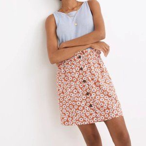 Madewell Paperbag Button-Front Mini Skirt in Falling Daisies, Size Medium